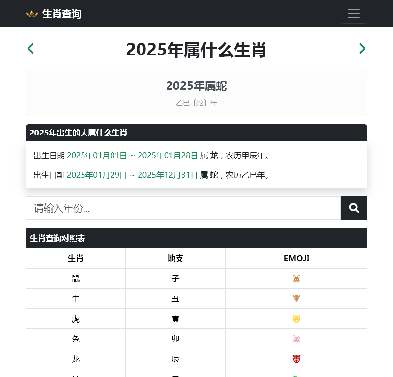 2025年属什么生肖