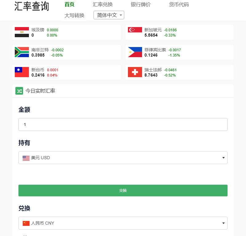 汇率信息查询